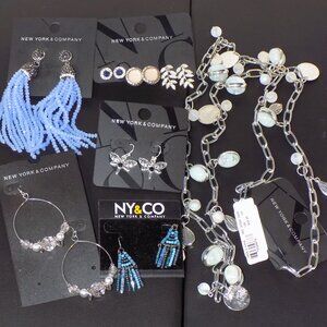 Lot of 8 New York & Co Necklace & Earrings Bundle. Dragonfly, Beads, Crystals